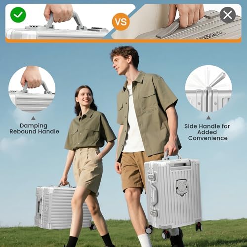 26 Inch Checked Luggage with Spinner Wheels  No Zipper Aluminum Frame Hard Shell Suitcases with TSA Lock  PC ABS Lightweight Large Suitcase for Travel  Silver 
