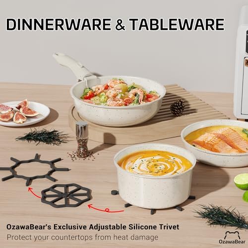 26 Pcs Pots and Pans Set Non Stick  Ceramic Cookware Set Non Toxic with Detachable Handles  Healthy Induction Cookware Oven Safe RV Kitchen Set  PFAS PFOA & PTFE Free  Cream White
