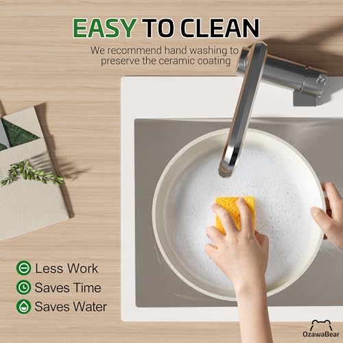 26 Pcs Pots and Pans Set Non Stick  Ceramic Cookware Set Non Toxic with Detachable Handles  Healthy Induction Cookware Oven Safe RV Kitchen Set  PFAS PFOA & PTFE Free  Cream White
