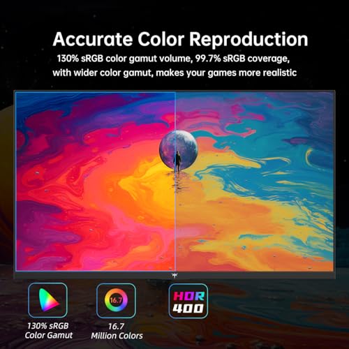 27 Inch 240Hz Gaming Monitor  QHD 2560x1440 Monitor  Fast HVA  HDR400  G Sync/FreeSync Compatible  USB/Type C/DisplayPort/HDMI  VESA Mountable  Pivot Height Tilt Adjustable  H27E22