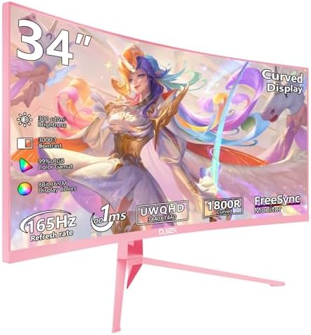 27 Inch Curved Gaming Monitor FHD 1080p 180Hz  1800R Curvature  1ms Response Time  AMD FreeSync Support VESA  DP  HDMI Port VA Screen for Gaming Home Office
