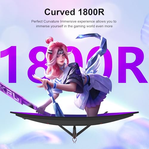 27 inch Curved Monitor 100Hz Computer MonitorFHD 1080p HDR 99  sRGB 1800R VESA Compatible for Tablet Desktop Narrow Bezels on Three Sides  Blue Light Filter Laptop and PC Work Gaming