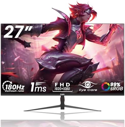27 inch Gaming Monitor 1920x1080p 180Hz  FHD  GTG Vertical with Freesync Eye Care Technology HDMI VESA Compatible for Gaming Home Office