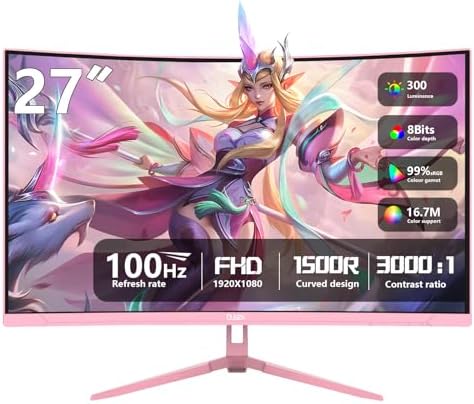 27 inch Gaming Monitor 1920x1080p 180Hz  FHD  GTG Vertical with Freesync Eye Care Technology HDMI VESA Compatible for Gaming Home Office