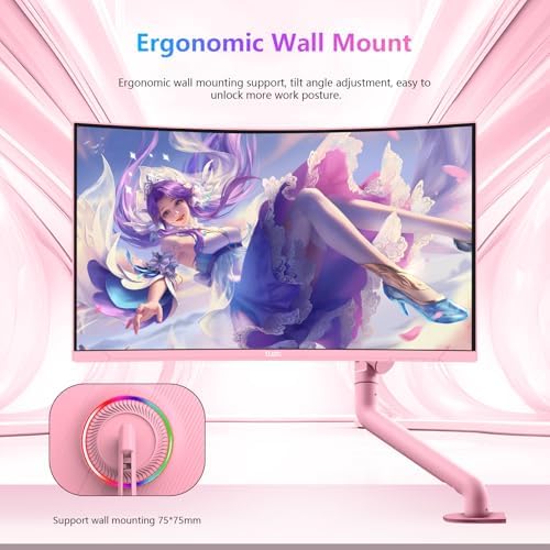 27 inch Gaming Monitor 1920x1080p 180Hz  FHD  GTG Vertical with Freesync Eye Care Technology HDMI VESA Compatible for Gaming Home Office