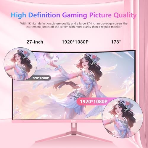 27 inch Gaming Monitor 1920x1080p 180Hz  FHD  GTG Vertical with Freesync Eye Care Technology HDMI VESA Compatible for Gaming Home Office