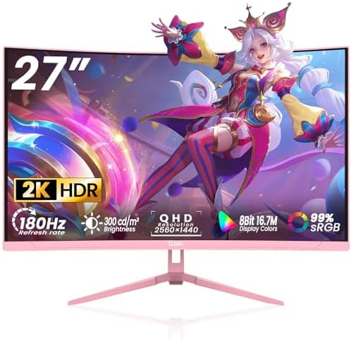 27 inch Gaming Monitor 1920x1080p 180Hz  FHD  GTG Vertical with Freesync Eye Care Technology HDMI VESA Compatible for Gaming Home Office