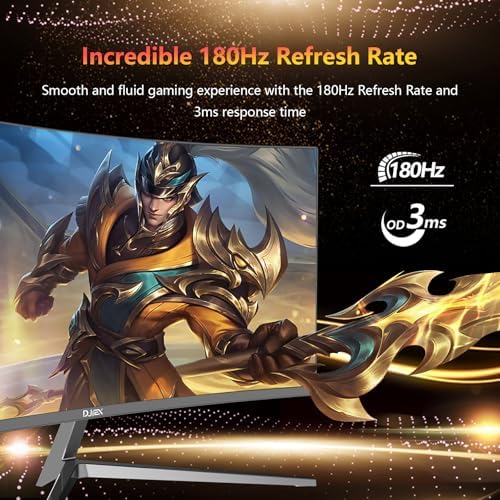 27 inch Gaming Monitor 1920x1080p 180Hz  FHD  GTG Vertical with Freesync Eye Care Technology HDMI VESA Compatible for Gaming Home Office