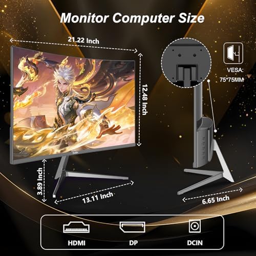 27 inch Gaming Monitor 1920x1080p 180Hz  FHD  GTG Vertical with Freesync Eye Care Technology HDMI VESA Compatible for Gaming Home Office