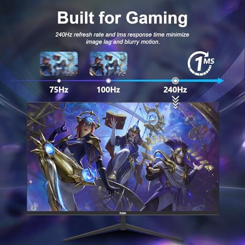 27 inch Gaming Monitor 1920x1080p 180Hz  FHD  GTG Vertical with Freesync Eye Care Technology HDMI VESA Compatible for Gaming Home Office