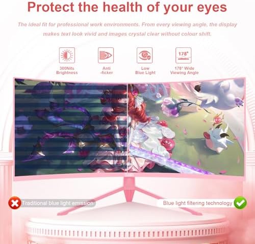 27 inch Gaming Monitor 1920x1080p 180Hz  FHD  GTG Vertical with Freesync Eye Care Technology HDMI VESA Compatible for Gaming Home Office