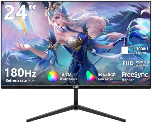 27 inch Gaming Monitor 1920x1080p 180Hz  FHD  GTG Vertical with Freesync Eye Care Technology HDMI VESA Compatible for Gaming Home Office