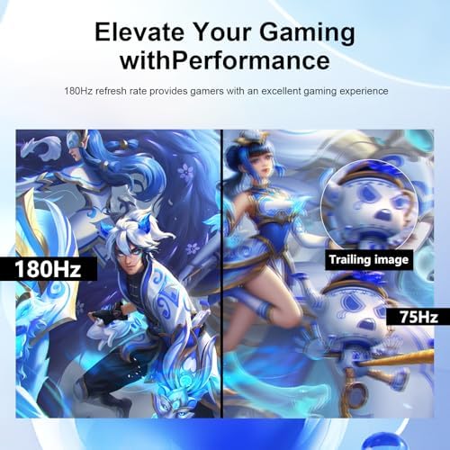 27 inch Gaming Monitor 1920x1080p 180Hz  FHD  GTG Vertical with Freesync Eye Care Technology HDMI VESA Compatible for Gaming Home Office