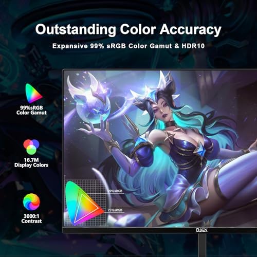 27 inch Gaming Monitor 1920x1080p 180Hz  FHD  GTG Vertical with Freesync Eye Care Technology HDMI VESA Compatible for Gaming Home Office