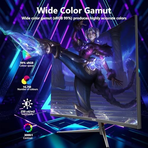 27 inch Gaming Monitor 1920x1080p 180Hz  FHD  GTG Vertical with Freesync Eye Care Technology HDMI VESA Compatible for Gaming Home Office