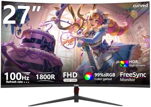 27 inch Gaming Monitor 1920x1080p 180Hz  FHD  GTG Vertical with Freesync Eye Care Technology HDMI VESA Compatible for Gaming Home Office
