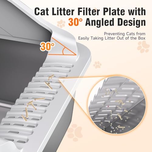 2PACK Stainless Steel Litter Box  Extra Large XL Odor Free Metal Litter Box with High Sides  Open Top Litter Pan Include Scoop Easy Cleaning Anti Scratch Kitty Cat Box Anti Urine Leakage  Non Sticky
