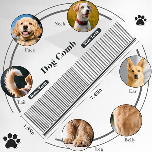 2PCS Slicker Brush for Dogs & Pet Comb Professional Dog Grooming Brush  Goldendoodles Poodles Labradoodles  with Extra Long Pins to Effectively Remove Tangles  Knots and Mats  Blue  Large 