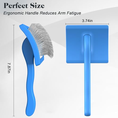 2PCS Slicker Brush for Dogs & Pet Comb Professional Dog Grooming Brush  Goldendoodles Poodles Labradoodles  with Extra Long Pins to Effectively Remove Tangles  Knots and Mats  Blue  Large 