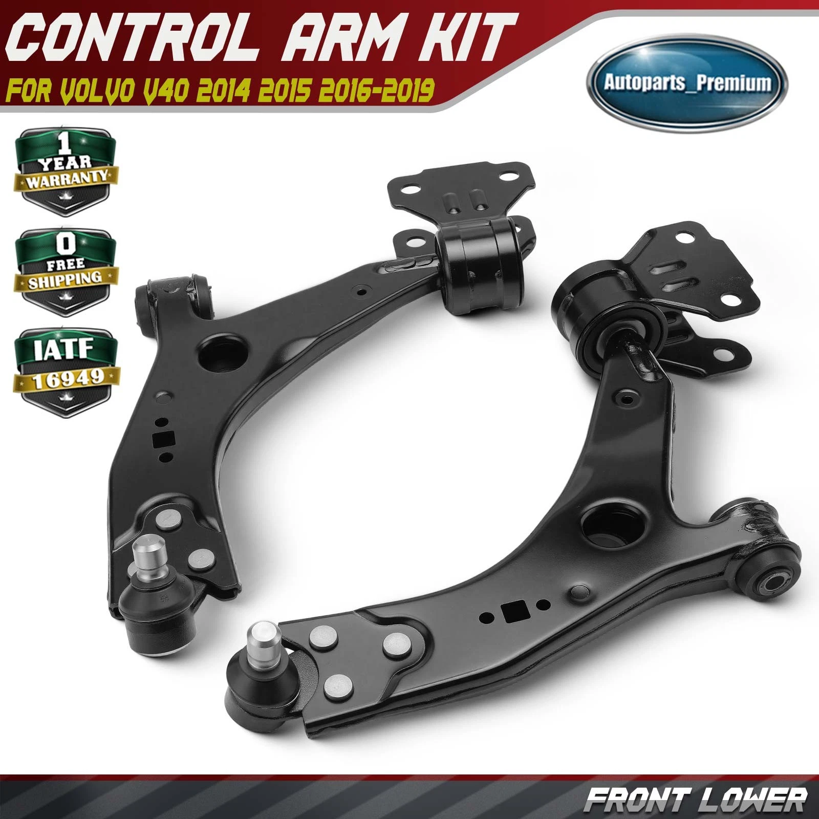 2Pcs Front Lower Control Arm with Ball Joint Assembly for Volvo V40 2014 2019