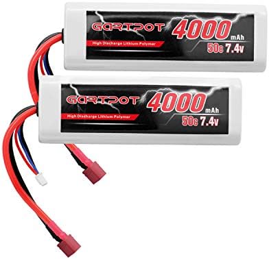 2S 4000mAh 7 4V 50C RC LiPo Battery Hardcase with T Plug for Tamiya TT01 TT02 RC Vehicles Truck Losi Slash Buggy Racing Hobby  2 Pack