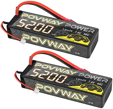 2S LiPo Battery 5200mAh 50C 7 4V RC Battery Hard Case with T Connector for RC Cars  RC Truck  RC Airplane  RC Helicopter  Drone  Quadcopter  2S 5200mAh 50C Tplug  2pack