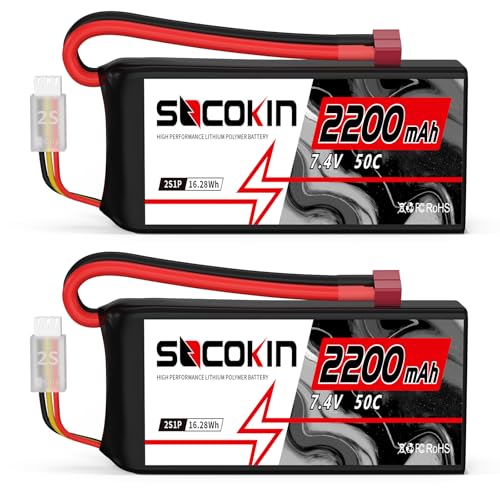 2S Lipo Battery 7 4V 50C 2200mAh Batteries with T Plug Connector Plug Shorty Soft Case Battery for FPV Drone Quadcopter UAV Airplane Helicopter RC Car Truck Boat Truggy  2 Pack