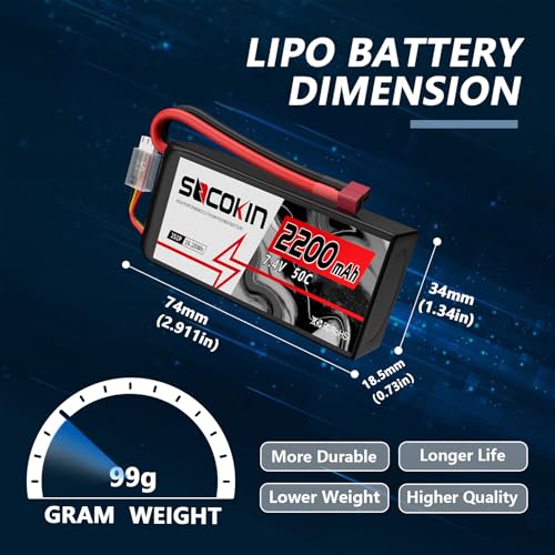 2S Lipo Battery 7 4V 50C 2200mAh Batteries with T Plug Connector Plug Shorty Soft Case Battery for FPV Drone Quadcopter UAV Airplane Helicopter RC Car Truck Boat Truggy  2 Pack