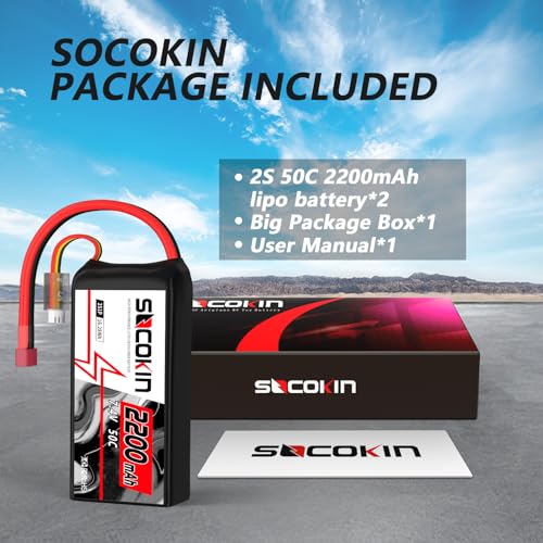 2S Lipo Battery 7 4V 50C 2200mAh Batteries with T Plug Connector Plug Shorty Soft Case Battery for FPV Drone Quadcopter UAV Airplane Helicopter RC Car Truck Boat Truggy  2 Pack