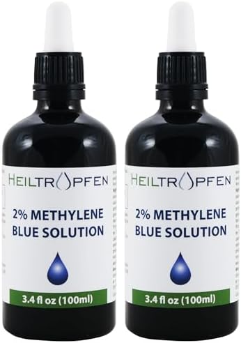 2X High Concentration 2  Methylene Blue Solution   2X 3 4 fl oz  100 ml    Ultra High Purity   USP Pharma Grade   Third Party Tested   Formaldehyde Free   Set of Two   Glass Bottle   Heiltropfen