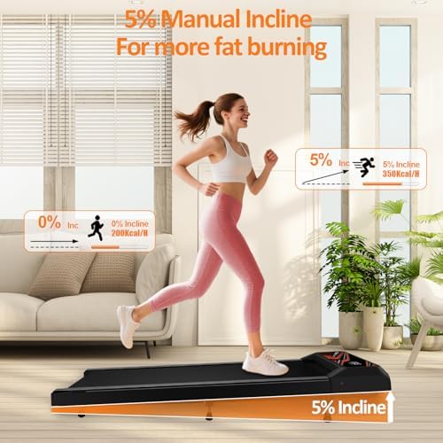 2 5HP Walking Mat with Incline pad Under Desk Treadmill  Walking Running Pad with Remote  3 in 1 Low Noise Small Mini Portable Treadmill with Led Screen  Compact Treadmills for Home  265lbs Capacity