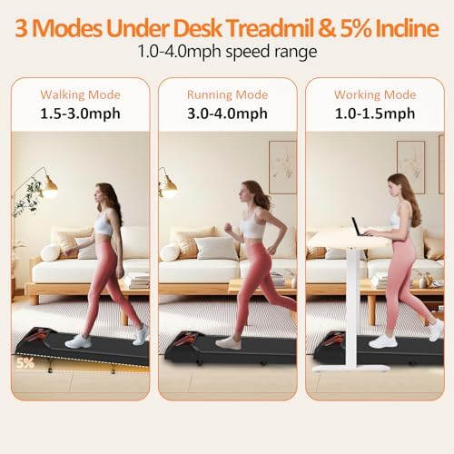 2 5HP Walking Mat with Incline pad Under Desk Treadmill  Walking Running Pad with Remote  3 in 1 Low Noise Small Mini Portable Treadmill with Led Screen  Compact Treadmills for Home  265lbs Capacity