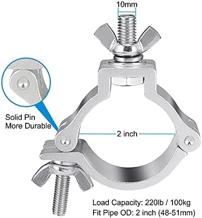 2 Inch Truss O Clamps  10 Pack Olaalite Aluminum Stage Light Clamps for Truss  Heavy Duty 220LB LED Par Light Moving Head Lighting clamps  Fit for 48 52mm OD Tube/Pipe