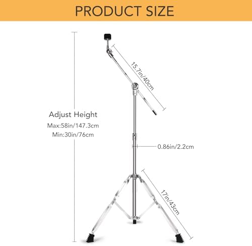 2 Pack Boom Cymbal Stand  Adjustable Cymbal Stand for Drum Hardware Percussion Mount Holder Gear Set Drum Hardware Set for Mounting Crash  Ride  Splash Cymbals  Double Braced Legs with Rubber Feet