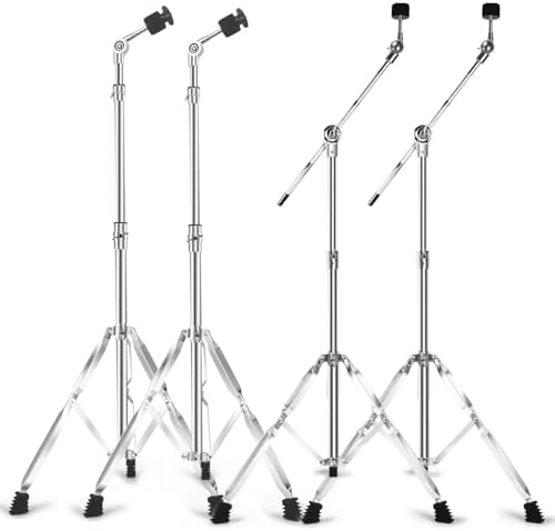 2 Pack Boom Cymbal Stand  Adjustable Cymbal Stand for Drum Hardware Percussion Mount Holder Gear Set Drum Hardware Set for Mounting Crash  Ride  Splash Cymbals  Double Braced Legs with Rubber Feet