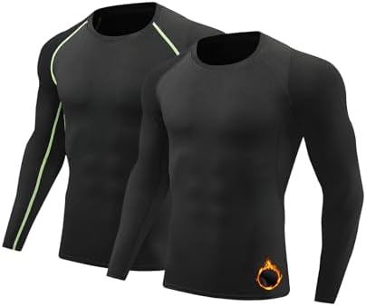Talla M 2 Pack Men Compression Shirts Long Sleeve Athletic T Shirt Dry Workout Sports Thermal Undershirt Tops for Running Base Layer