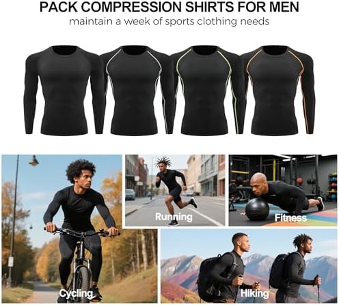 Talla M 2 Pack Men Compression Shirts Long Sleeve Athletic T Shirt Dry Workout Sports Thermal Undershirt Tops for Running Base Layer