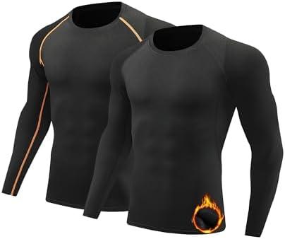 Talla M 2 Pack Men Compression Shirts Long Sleeve Athletic T Shirt Dry Workout Sports Thermal Undershirt Tops for Running Base Layer