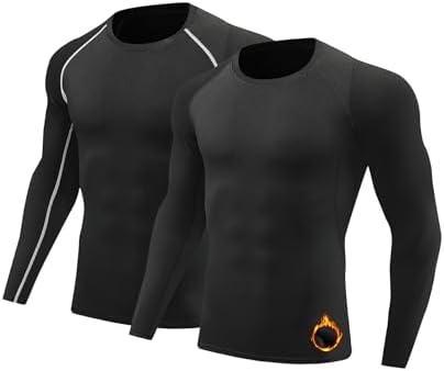 Talla M 2 Pack Men Compression Shirts Long Sleeve Athletic T Shirt Dry Workout Sports Thermal Undershirt Tops for Running Base Layer