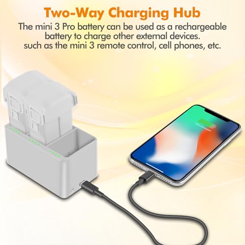 2 Pack Mini Battery Bundle with Charging Hub  Original DJI Parts for Mini 3 Pro/3  3850mAh  47 min of Max Flight Time 