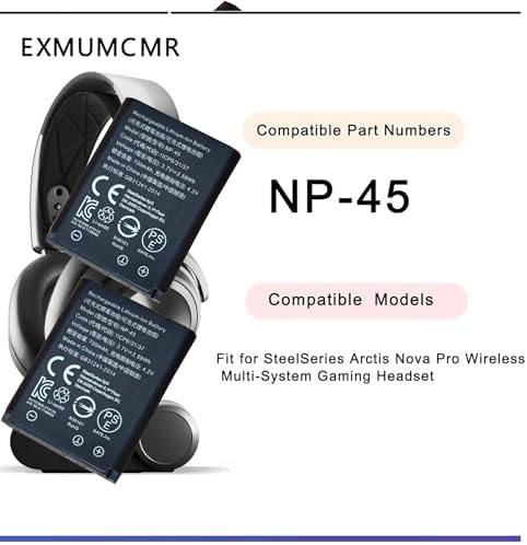 2 Pack Replacement for Steelseries Arctis Nova Pro Wireless Battery   for Steel Series Arctis Nova Pro Battery Pack   NP 45 Replacement Xbox and PlayStatio Headphone Rechargeable