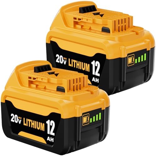 2 Packs 12000mAh High Capacity DCB206 Replacement for Dewalt 20V Max Battery Compatible with Dewalt 20V Battery Lithium Ion DCB200 DCB201 DCB203 DCB207 DCD/DCF/DCG Series Power Tools