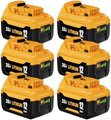 2 Packs 12000mAh High Capacity DCB206 Replacement for Dewalt 20V Max Battery Compatible with Dewalt 20V Battery Lithium Ion DCB200 DCB201 DCB203 DCB207 DCD/DCF/DCG Series Power Tools
