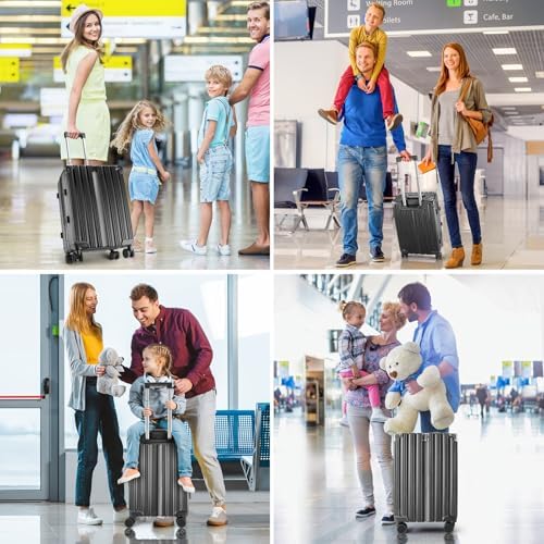 2 Piece Zipperless Luggage Set   20/28 Inch Airline Approved Carry On 22x14x9 in & Checked Suitcases  9H Scratch Proof Hard shell PC with Aluminum Frame for Business travel Black