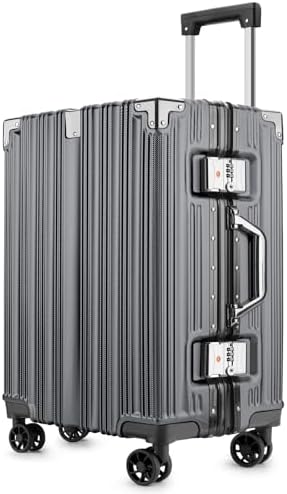 2 Piece Zipperless Luggage Set   20/28 Inch Airline Approved Carry On 22x14x9 in & Checked Suitcases  9H Scratch Proof Hard shell PC with Aluminum Frame for Business travel Black