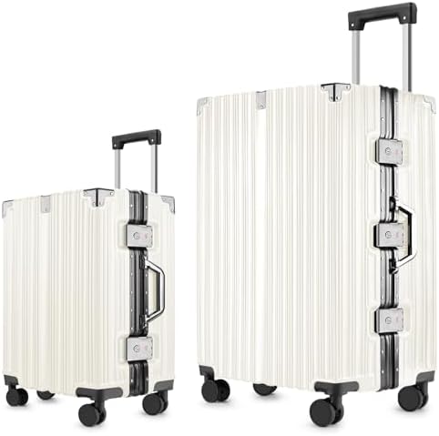 2 Piece Zipperless Luggage Set   20/28 Inch Airline Approved Carry On 22x14x9 in & Checked Suitcases  9H Scratch Proof Hard shell PC with Aluminum Frame for Business travel Black