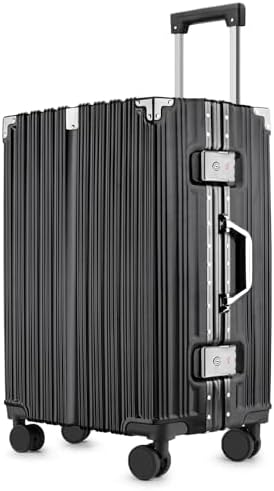 2 Piece Zipperless Luggage Set   20/28 Inch Airline Approved Carry On 22x14x9 in & Checked Suitcases  9H Scratch Proof Hard shell PC with Aluminum Frame for Business travel Black