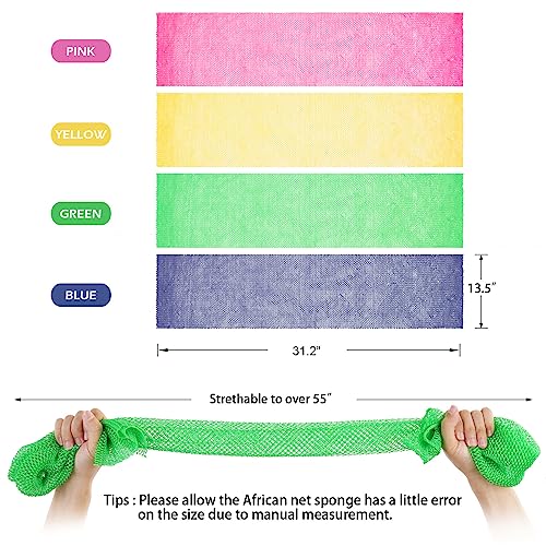 2 Pieces African Net Sponge  Authentic Real African Exfoliating Net Bath Sponge Wash Cloth Loofah Exfoliating  Body Back Scrubber for Shower  Nylon Exfoliating Washcloth Towel for All Skin