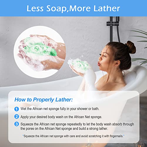 2 Pieces African Net Sponge  Authentic Real African Exfoliating Net Bath Sponge Wash Cloth Loofah Exfoliating  Body Back Scrubber for Shower  Nylon Exfoliating Washcloth Towel for All Skin