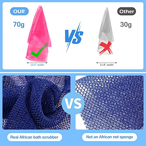 2 Pieces African Net Sponge  Authentic Real African Exfoliating Net Bath Sponge Wash Cloth Loofah Exfoliating  Body Back Scrubber for Shower  Nylon Exfoliating Washcloth Towel for All Skin